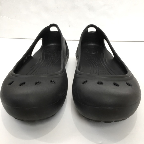 Crocs Kadee Cutout Details Slip On Comfort Black Rubber Slip On Ballet Flats - Picture 6 of 14